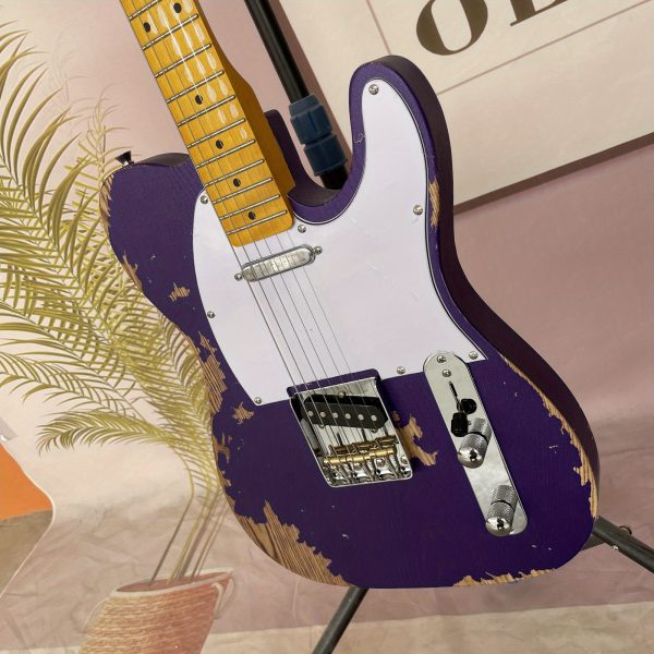 vintage relic purple tl electric guitar 6 strings solid ash body maple neck 21 fret maple fretboard s s pickups chrome hardware