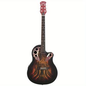 41 inch fullsize cutaway acousticelectric guitar grape voice hole spruce top round back sunset color