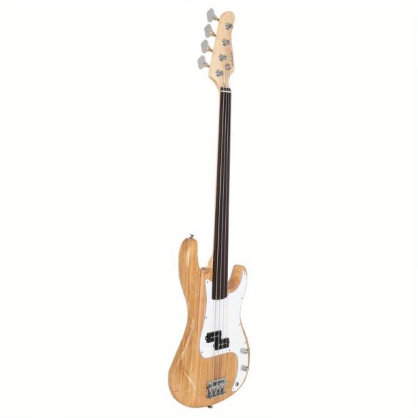 professional full size electric bass guitar 4 string electric bass guitar with adjustable bridge system, recycled wood body & neck for pro players ideal for jazz, rock, metal, studio & live performances, music recording, sleek design, durable construction, fretless design, rock musicians