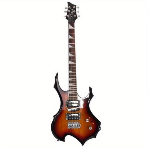 glarry flame shaped electric guitar with 20w electric guitar sound hsh pickup novice guitar audio bag strap picks shake cable wrench tool sunset color