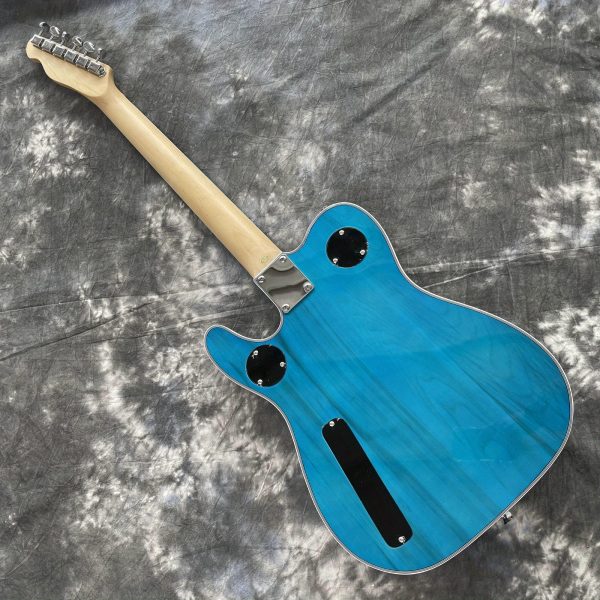 semi hollow body tl electric guitar f hole quilted maple top basswood body maple neck hh pickups jazz bridge 6 strings rosewood fretboard blue color chrome hardware