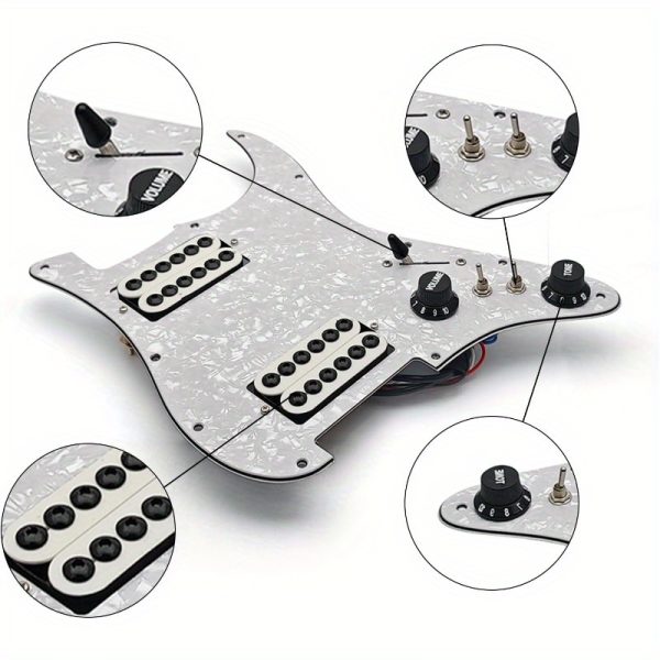 11hole 3ply hh prewired loaded pickguardtwo humbucker coil spliting pickguard hh guitar pickguard electric guitar pickguard two humbucker loaded prewired scratchplate pearl white hh