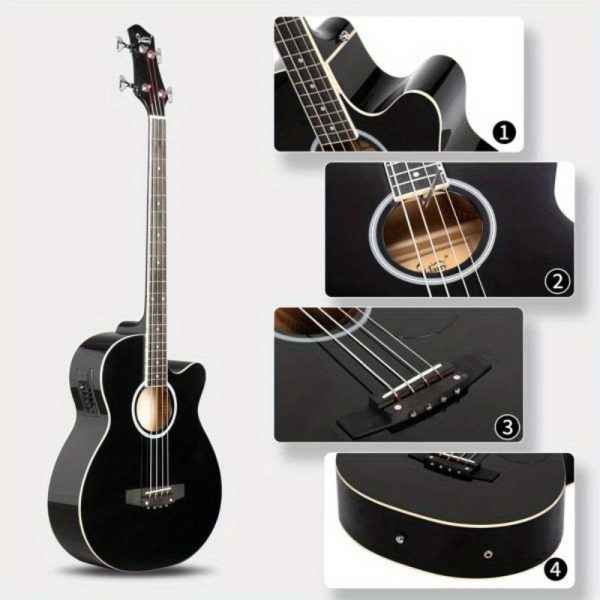 glarry gmb101 4 string electric acoustic bass guitar w 4band equalizer eq7545r black