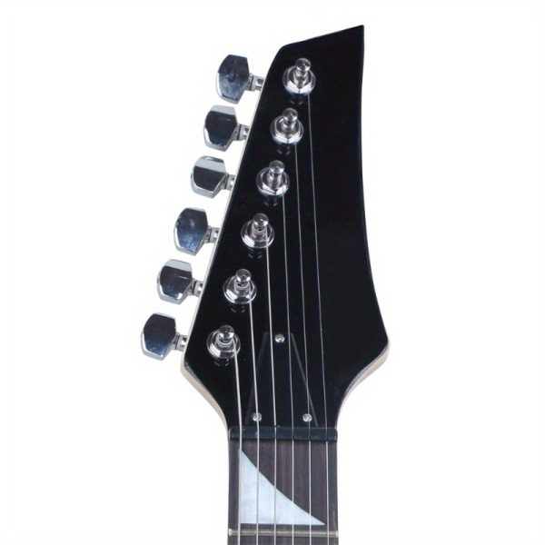 novice entry level 170 electric guitar hsh pickup bag strap paddle rocker cable wrench tool sunset color basswood & acacia wood, adjustable strap, durable construction, no battery needed, guitar accessories, rocker shaped paddle, natural wood finish
