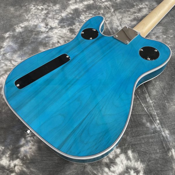 semi hollow body tl electric guitar f hole quilted maple top basswood body maple neck hh pickups jazz bridge 6 strings rosewood fretboard blue color chrome hardware
