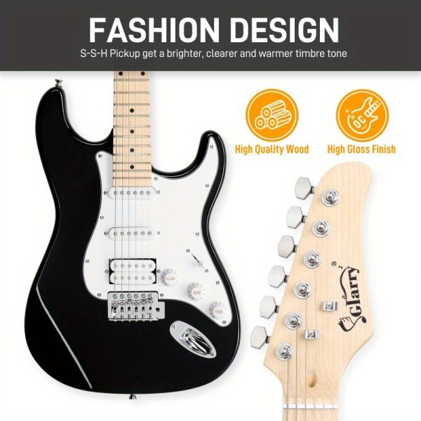 gst stylish hss pickup electric guitar kit with 20w amp bag guitar strap black