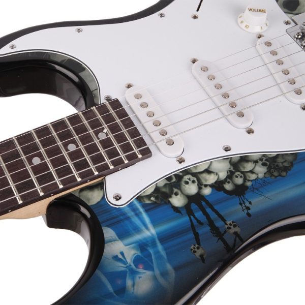 gste electric guitar bag shoulder strap pick whammy bar cord wrench tool blue