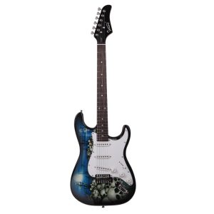 gste electric guitar bag shoulder strap pick whammy bar cord wrench tool blue