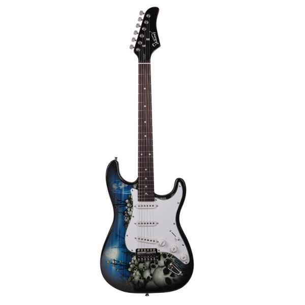 gste electric guitar bag shoulder strap pick whammy bar cord wrench tool blue