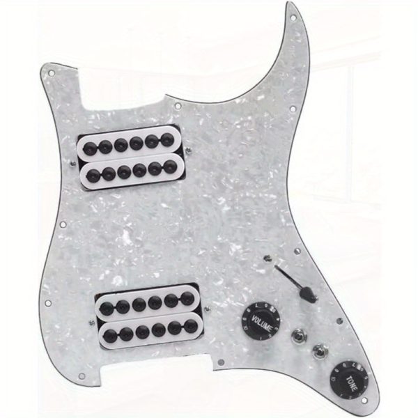 11hole 3ply hh prewired loaded pickguardtwo humbucker coil spliting pickguard hh guitar pickguard electric guitar pickguard two humbucker loaded prewired scratchplate pearl white hh