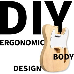 diy guitar kit with mahogany body, ebony fingerboard and maple neck, 6 string diy electric guitar kit with classic design, easy installation & full equipment to build your own guitar