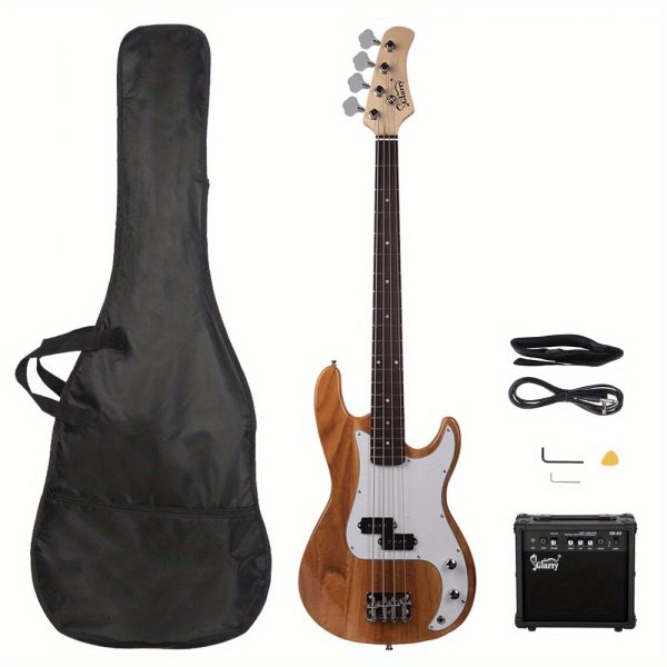 blue gp electric bass guitar kit includes amp, stereo bag, strap, cable & wrench tool perfect for beginner and pro bass musicians