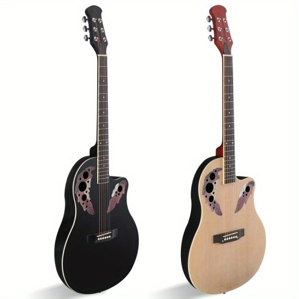 41 inch cutawary round back acoustic guitar spruce top with grape holes, black & mixed colors, dual bridge design, durable lightweight & easy clean for bassoonist & guitarists
