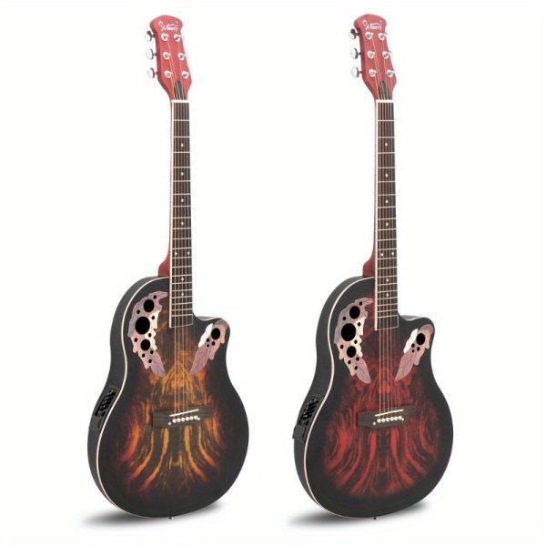 41 inch fullsize cutaway acousticelectric guitar grape voice hole spruce top round back sunset color