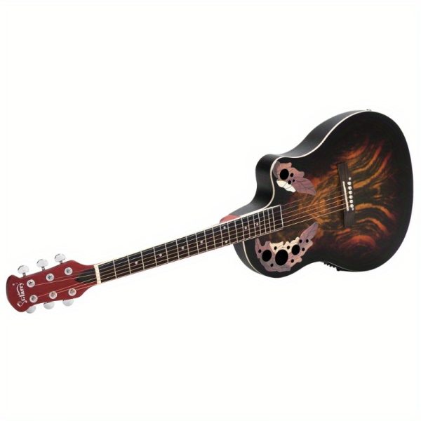 41 inch fullsize cutaway acousticelectric guitar grape voice hole spruce top round back sunset color
