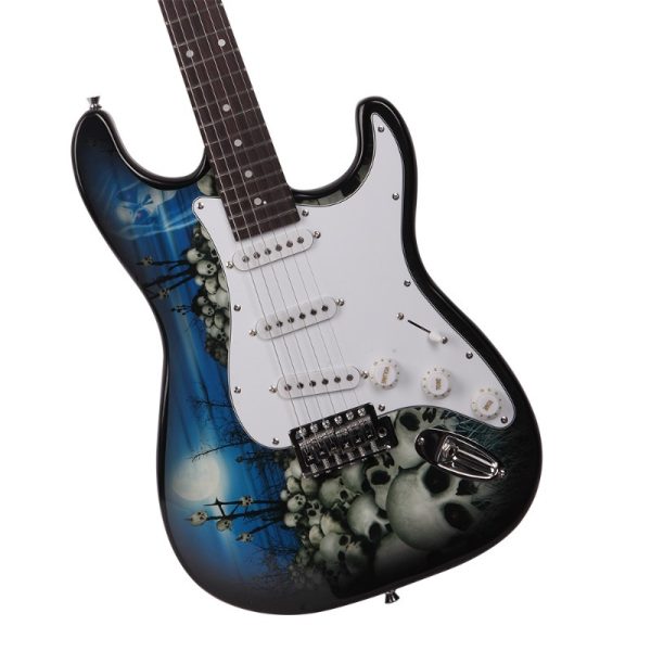 gste electric guitar bag shoulder strap pick whammy bar cord wrench tool blue