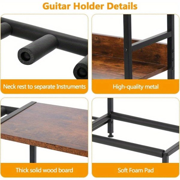guitar rack 8 electric bass guitar holder, guitar stand with 3tier storage shelf for guitar amplifier acssories acoustic electric guitar multiple guitar display racks for bass