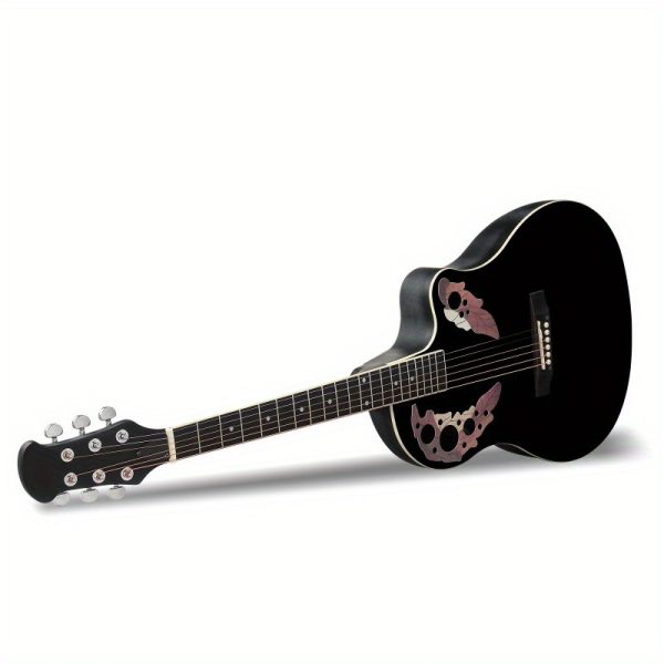 41 inch cutawary round back acoustic guitar spruce top with grape holes, black & mixed colors, dual bridge design, durable lightweight & easy clean for bassoonist & guitarists