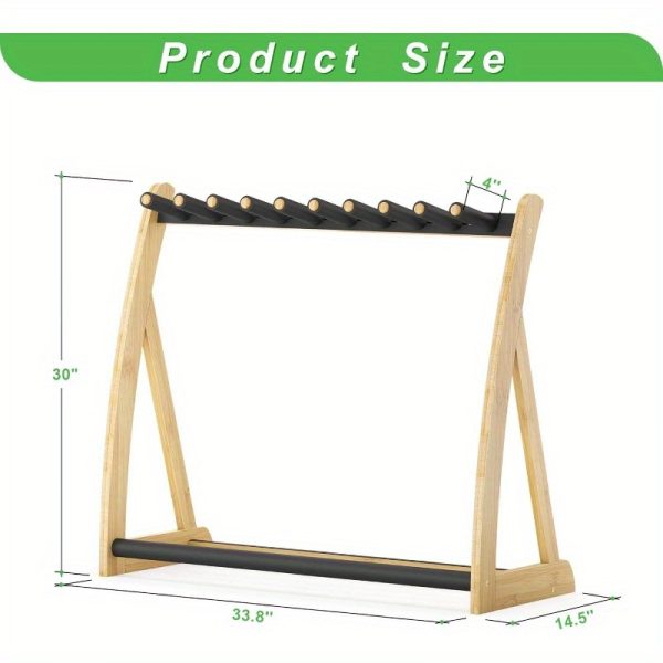 heavy duty guitar stand rack for multiple guitars foldable, adjustable guitar holder with non slip pads, space saving design, compatible with electric, acoustic, bass guitars & cases for home, studio, stage natural wood finish (no assembly required), studio organization, foldable design, nonslip padding