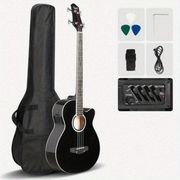 glarry gmb101 4 string electric acoustic bass guitar w 4band equalizer eq7545r black