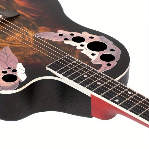 41 inch fullsize cutaway acousticelectric guitar grape voice hole spruce top round back sunset color