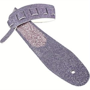 amp; wwgl111 amethyst purple sparkle glitter bomb padded guitar strap white glove leather back for acoustic, electric, and bass guitars