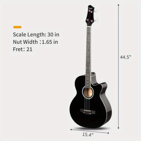 glarry gmb101 4 string electric acoustic bass guitar w 4band equalizer eq7545r black