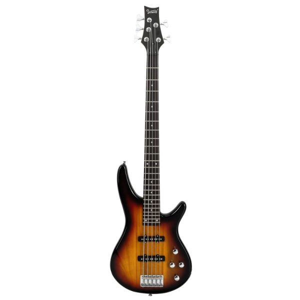 gib 5 string full size electric bass guitar ss pickups and amp kit for the experienced player sunset color