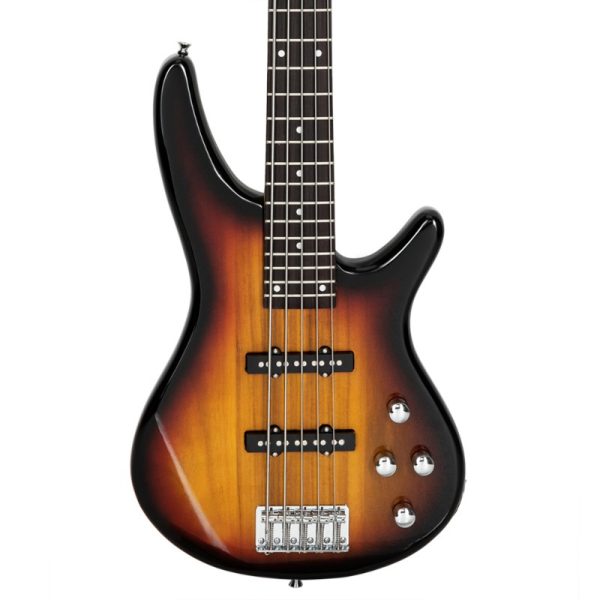 gib 5 string full size electric bass guitar ss pickups and amp kit for the experienced player sunset color