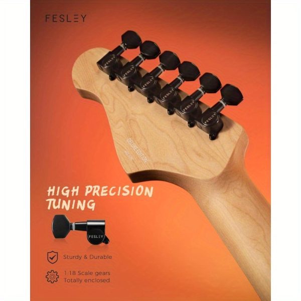 39 inch electric guitar, electric guitar kit with hss pickups, stylish poplar body electric guitar for beginner, maple neck, st style 6 string guitar with gig bag, fst400m, sunburst