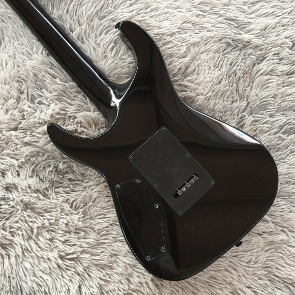 hammett moon electric guitar vintage horror gothic design with yes bye graphic, hh pickups (for heavy metal), floyd rose tremolo bridge, maple neck & basswood body professional rock & metal axe for joe hammett fans, metal music gear, floral pattern design, durable musical instrument, rosewood fretboard