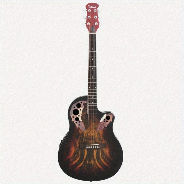41 inch fullsize cutaway acousticelectric guitar grape voice hole spruce top round back sunset color