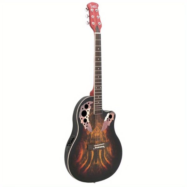 41 inch fullsize cutaway acousticelectric guitar grape voice hole spruce top round back sunset color