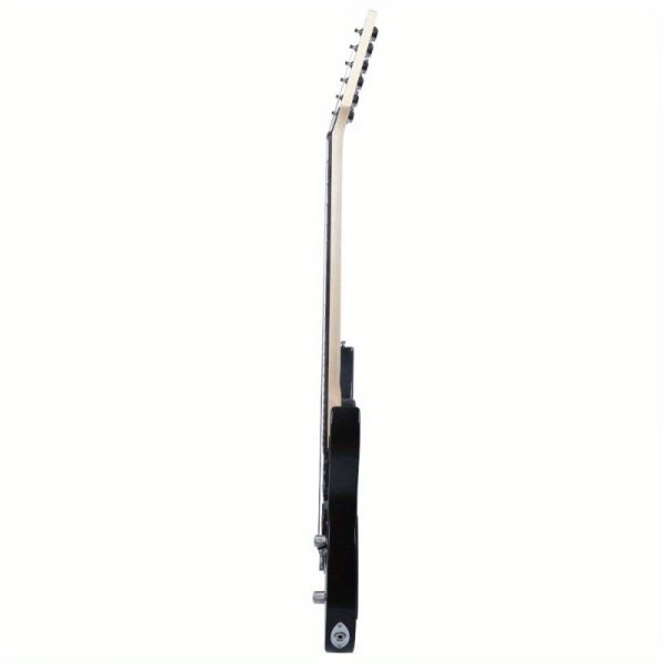 novice entry level 170 electric guitar hsh pickup bag strap paddle rocker cable wrench tool sunset color basswood & acacia wood, adjustable strap, durable construction, no battery needed, guitar accessories, rocker shaped paddle, natural wood finish