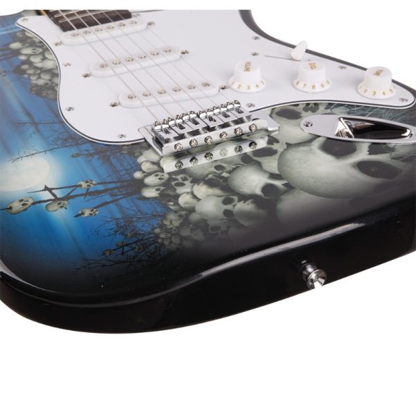 gste electric guitar bag shoulder strap pick whammy bar cord wrench tool blue