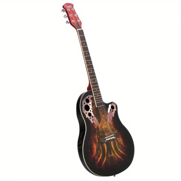 41 inch fullsize cutaway acousticelectric guitar grape voice hole spruce top round back sunset color