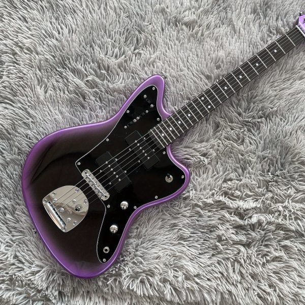 purple burst jaguar solid body electric guitar maple neck 6 strings basswood body p90 pickups rosewood fretboard chrome hardware