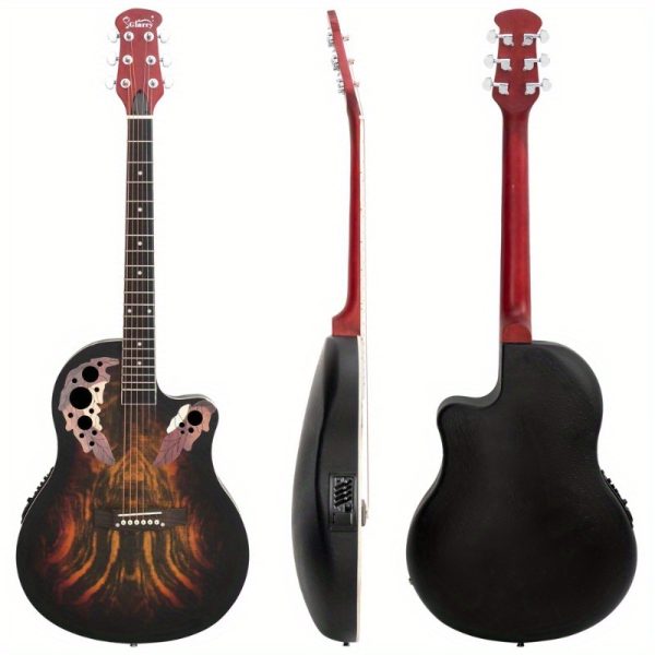 41 inch fullsize cutaway acousticelectric guitar grape voice hole spruce top round back sunset color