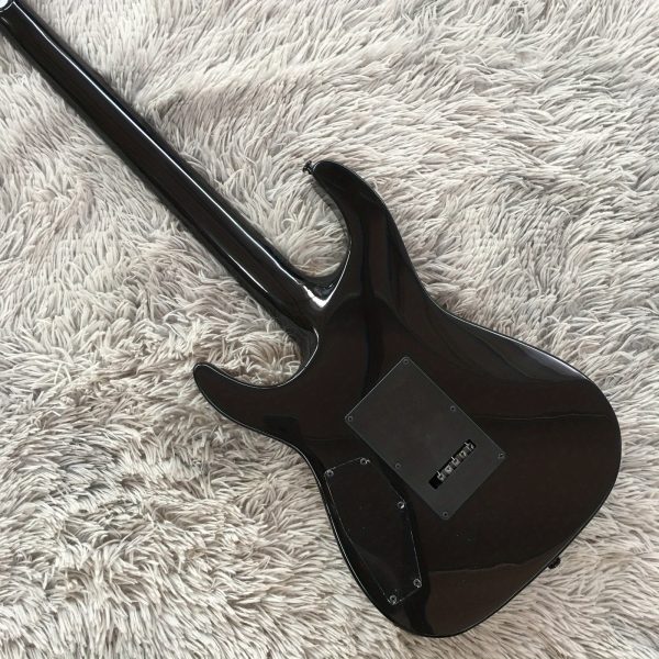 hammett moon electric guitar vintage horror gothic design with yes bye graphic, hh pickups (for heavy metal), floyd rose tremolo bridge, maple neck & basswood body professional rock & metal axe for joe hammett fans, metal music gear, floral pattern design, durable musical instrument, rosewood fretboard