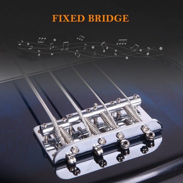 blue gp electric bass guitar kit includes amp, stereo bag, strap, cable & wrench tool perfect for beginner and pro bass musicians