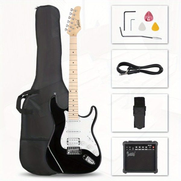 gst stylish hss pickup electric guitar kit with 20w amp bag guitar strap black