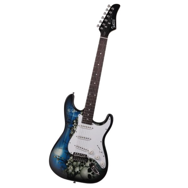 gste electric guitar bag shoulder strap pick whammy bar cord wrench tool blue