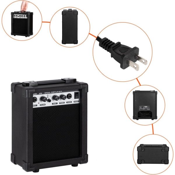 4 string electric bass guitar with 20w amplifier, pj pickup, maple neck & rosewood fretboard, basswood body – includes gig bag, shoulder strap, and accessories – perfect for live performances and practice sessions