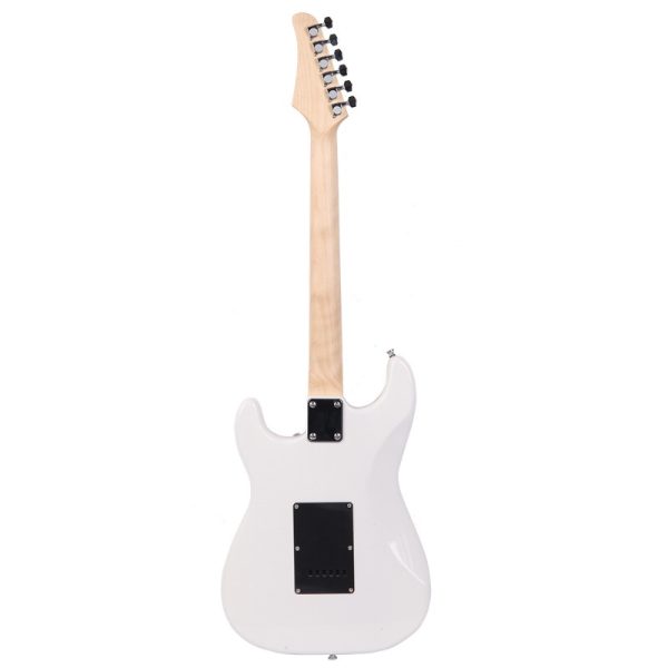st electric guitar dual pickup modern guitar with recycled woods, white body & black pickguard, for rock, blues, jazz ideal for beginners & professionals, musical performance, sleek design, durable construction