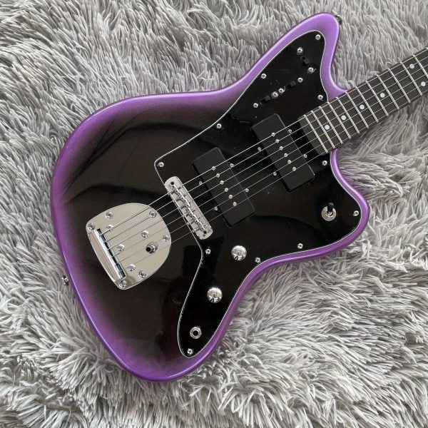 purple burst jaguar solid body electric guitar maple neck 6 strings basswood body p90 pickups rosewood fretboard chrome hardware