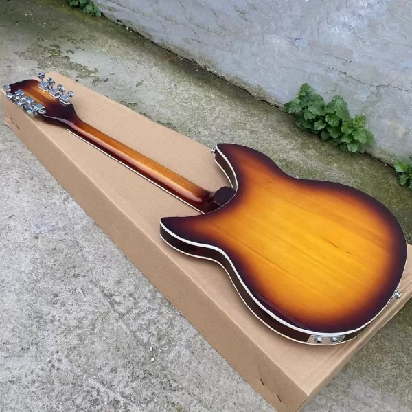 12 string semi hollow body electric guitar, sunburst 360 guitarra, double input jacks, trapeze tailpiece