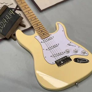 2025 in stock ivory cream yngiwe electric guitar – big headstock, scalloped maple fingerboard, tremolo bridge, whammy bar