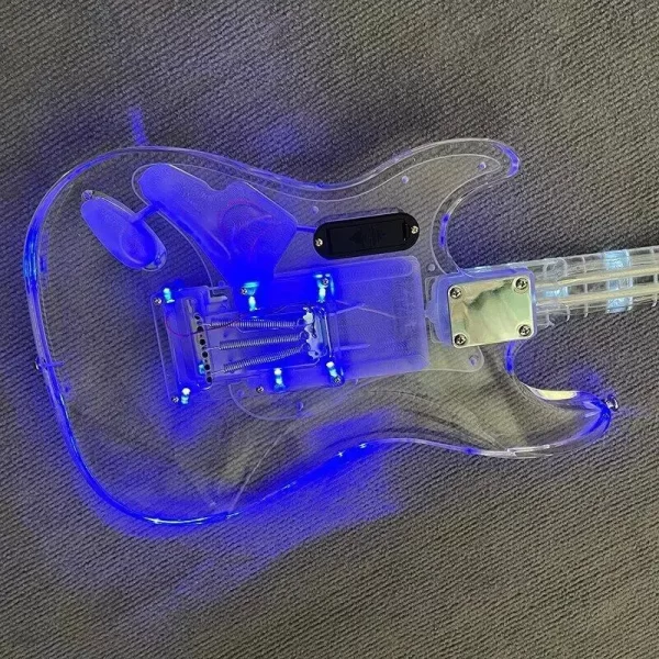 acrylic electric guitar, led light, metal color professional quality assurance