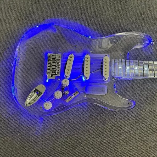 acrylic electric guitar, led light, metal color professional quality assurance