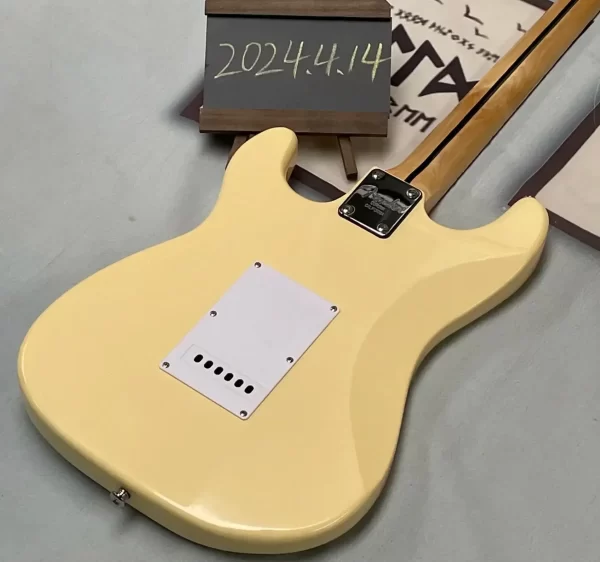 2025 in stock ivory cream yngiwe electric guitar – big headstock, scalloped maple fingerboard, tremolo bridge, whammy bar